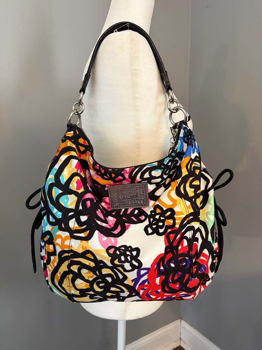 Coach Poppy Floral Graffiti Shoulder Bag Medium Size